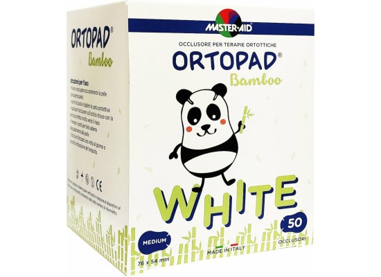 MASTER AID Ortopad Bamboo White Medium Παιδικά Οφθαλμικά Αυτοκόλλητα για Στραβισμό Λευκά  76 x 54mm 50 Τεμάχια