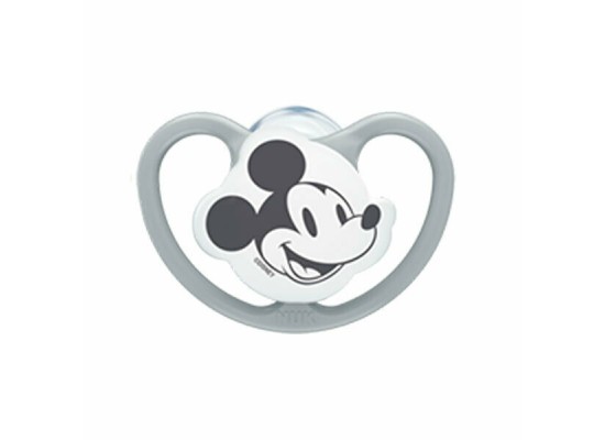 NUK Ορθοδοντική Πιπίλα Σιλικόνης Space Mickey & Minnie με Θήκη Γκρι για 18-36 μηνών