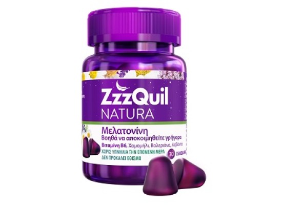 ZzzQuil NATURA Συμπλήρωμα διατροφής για τον Ύπνο με Μελατονίνη, Βιτ.Β6 & Βότανα 30ζελεδάκια