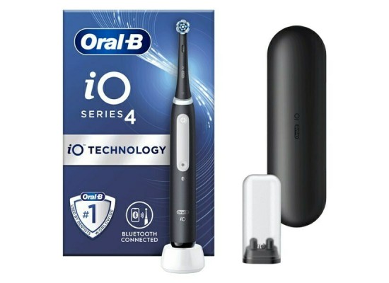 Oral-B IO Series 4 Ηλεκτρική Οδοντόβουρτσα σε Μαύρο Χρώμα με Χρονομετρητή, Αισθητήρα Πίεσης και Θήκη Ταξιδίου