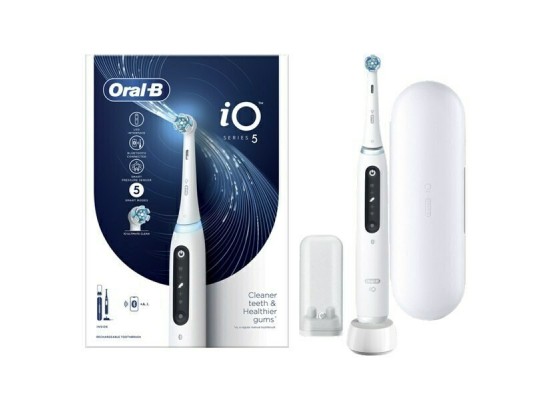 ORAL-B IO Series 5 White Ηλεκτρική Οδοντόβουρτσα με Αισθητήρα Πίεσης και Θήκη Ταξιδίου Λευκή