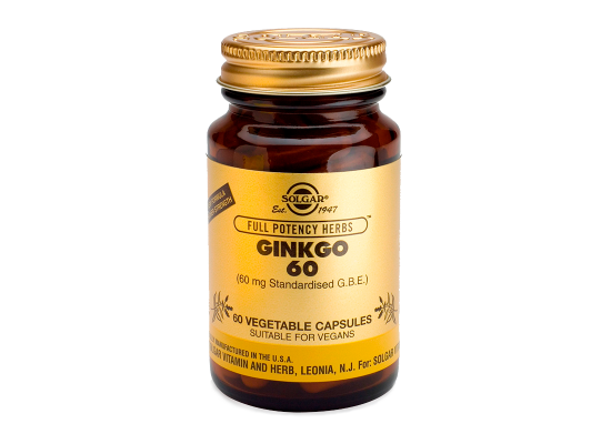 SOLGAR Ginkgo Biloba 60 Συμπλήρωμα Διατροφής με Γκίνγκο Μπιλόμπα για Ενίσχυση της Μνήμης & της Πνευματικής Απόδοσης 60 κάψουλες