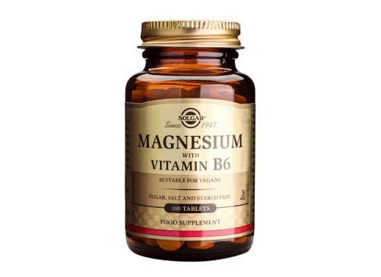 SOLGAR Magnesium with Vitamin B6 Συμπλήρωμα Διατροφής με Μαγνήσιο & Βιταμίνη Β6 100 ταμπλέτες