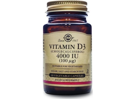 SOLGAR Vitamin D3 4000IU Βιταμίνη D3 60 κάψουλες