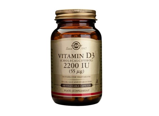 SOLGAR Vitamin D3 2200IU Συμπλήρωμα Διατροφής με Βιταμίνη D3 100 κάψουλες