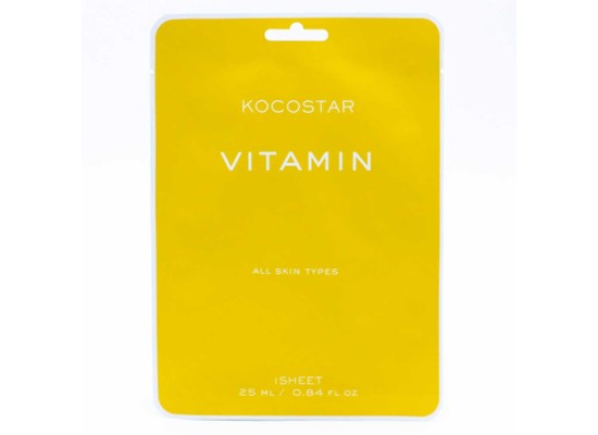 Kocostar Vitamin Face Mask Εμποτισμένη Μάσκα Αναζωογόνησης & Λάμψης για Όλους τους Τύπους Δέρματος 1τμχ