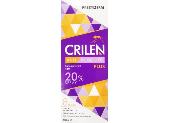 Frezyderm Crilen Anti Mosquito Plus 20% Άοσμο Εντομοαπωθητικό Γαλάκτωμα σε Spray Κατάλληλο για Όλες τις Ηλικίες 100ml