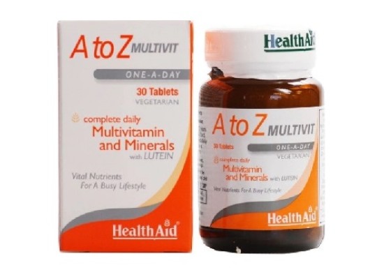 HEALTH AID A to Z Multivit Complete Daily Multivitamins & Minerals with Lutein Πολυβιταμίνη με Μέταλλα & Λουτεΐνη για τις Καθημερινές Διατροφικές Απαιτήσεις του Οργανισμού 30 Tabs