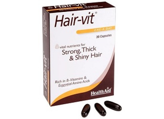 HEALTH AID Hair-Vit Συμπλήρωμα Διατροφής με Βιταμίνες, Μέταλλα, Ιχνοστοιχεία & Αμινοξέα για Υγιή Μαλλιά 30 caps