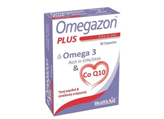 HEALTH AID Omegazon Plus One A Day Omega 3 & CoQ10 Συμπλήρωμα διατροφής με Ωμέγα 3 Λιπαρά Οξέα και Συνένζυμο Q10 30 caps