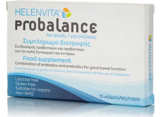 HELENVITA Probalance for Adults Συμπλήρωμα Διατροφής Προβιοτικών & Πρεβιοτικών 15 κάψουλες