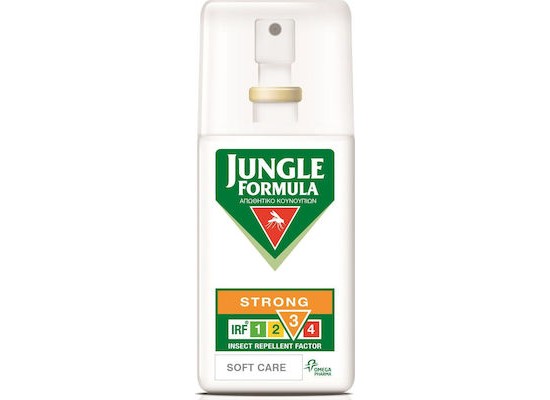 OMEGA PHARMA Jungle Formula Strong Soft Care Άοσμη Εντομοαπωθητική Λοσιόν σε Spray με IRF 3 Κατάλληλη για Παιδιά 75ml