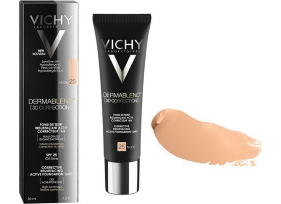 Vichy Dermablend Correction 3D No.25 Nude Make Up Ενεργής Διόρθωσης για Υψηλή Κάλυψη και Επανόρθωση 30ml