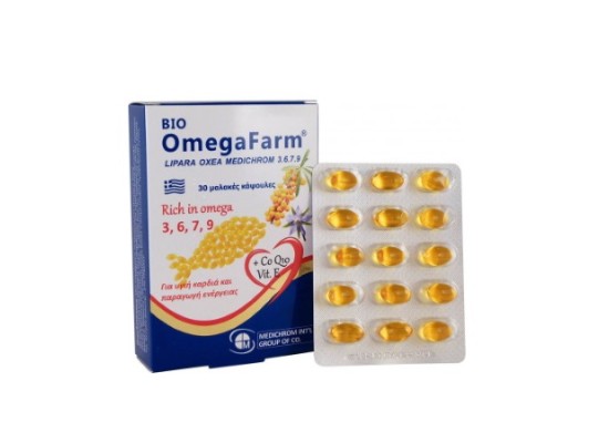 Medichrom Bio OmegaFarm Omega 3,6,7,9 & Co Q10 Συμπλήρωμα Διατροφής για την Λειτουργία Καρδιάς & Εγκεφάλου 30 κάψουλες