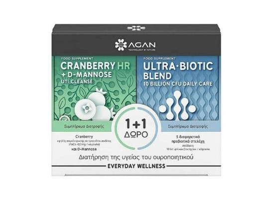 AGAN Promo Cranberry HR Plus D-Mannose 30 κάψουλες & ΔΩΡΟ Ultra-Biotic Blend 15 κάψουλες