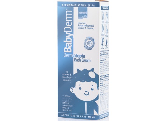 INTERMED Babyderm Dermatopia Bath Cream Ενυδατική Κρέμα Καθαρισμού Κεφαλής & Σώματος για Ατοπικό / Ξηρό Δέρμα 300ml