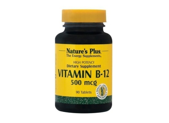 NATURE'S PLUS Vitamin B-12 500mcg Συμπλήρωμα Διατροφής Βιταμίνη Β12 90 ταμπλέτες