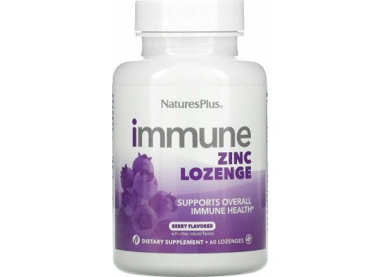 NATURE'S PLUS Immune Zinc Lozenge Συμπλήρωμα Διατροφής με Ψευδάργυρο για Ενίσχυση του Ανοσοποιητικού 60 παστίλιες