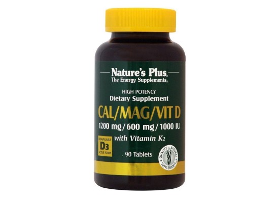 NATURE'S PLUS Cal/Mag/Vit D3 with Vitamin K2 Συμπλήρωμα Διατροφής για Υγιή Οστά 90 ταμπλέτες