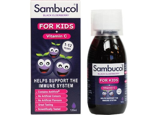 OLVOS Sambucol Sambucol Kids & Vitamin C Συμπλήρωμα Διατροφής για την Ενίσχυση του Ανοσοποιητικού 120ml