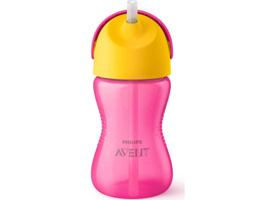 AVENT Bendy Κύπελλο με Καλαμάκι Κίτρινο-Ροζ 300ml 