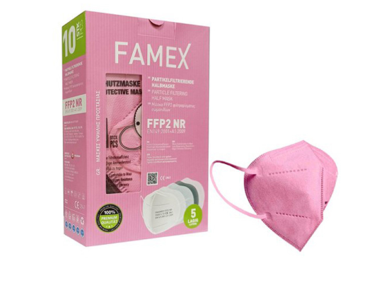 FAMEX Half Mask XXS FFP2 NR Παιδικές Μάσκες Προστασίας Ροζ Ανοιχτό 10τμχ 