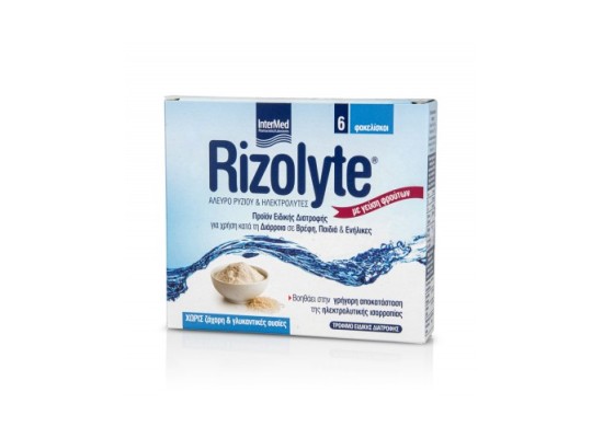 Intermed Rizolyte Συμπλήρωμα Διατροφής με Άλευρο Ρυζιού και Ηλεκτρολύτες κατά της Διάρροιας 6 φακελάκια